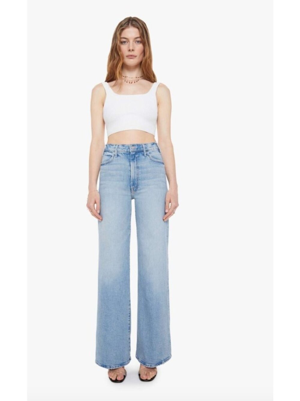 MOTHER Lil' Hustler Roller Sneak Size 24 in I Confess Wide Leg Blue Jeans